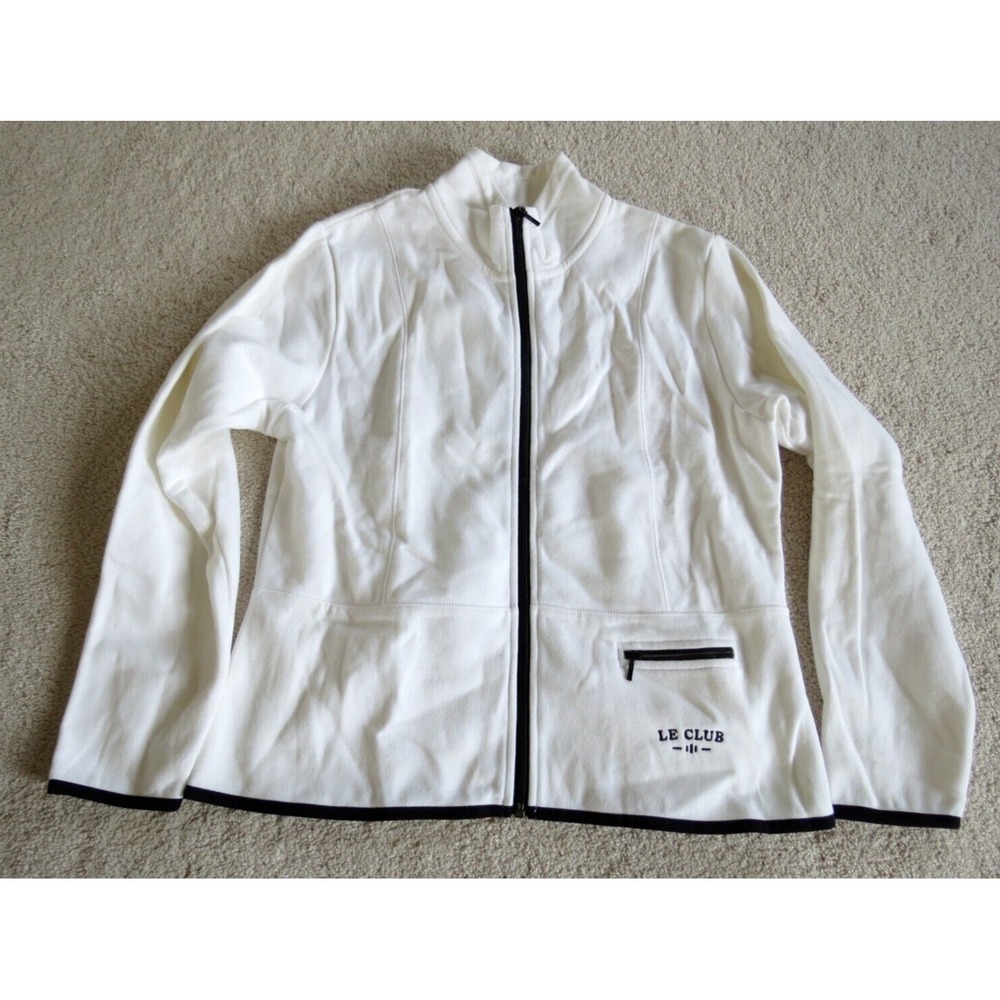 Gear for Sports Le Club White Fleece Jacket Womens Large Full Zip Activewear
